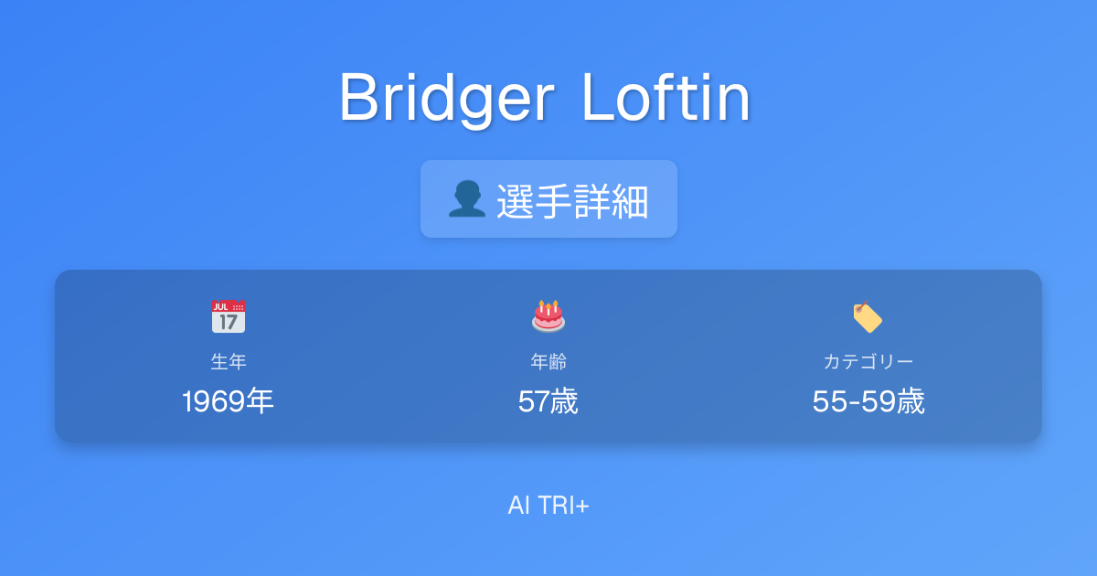 Bridger Loftin選手の年代別入賞ライン（M55-59）